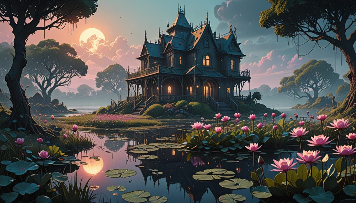 Enchanted Rose Garden at Dawn