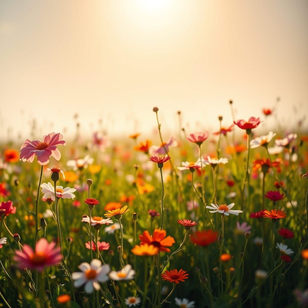 Vibrant Wildflower Field in Soft Light