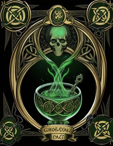 A illustration of a tarot card with a crystal goblet