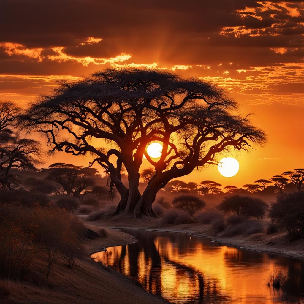 African Sunset golden orange