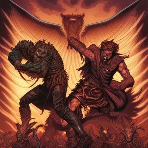 human soul fighting demons AI Generated Artwork NightCafe Creator