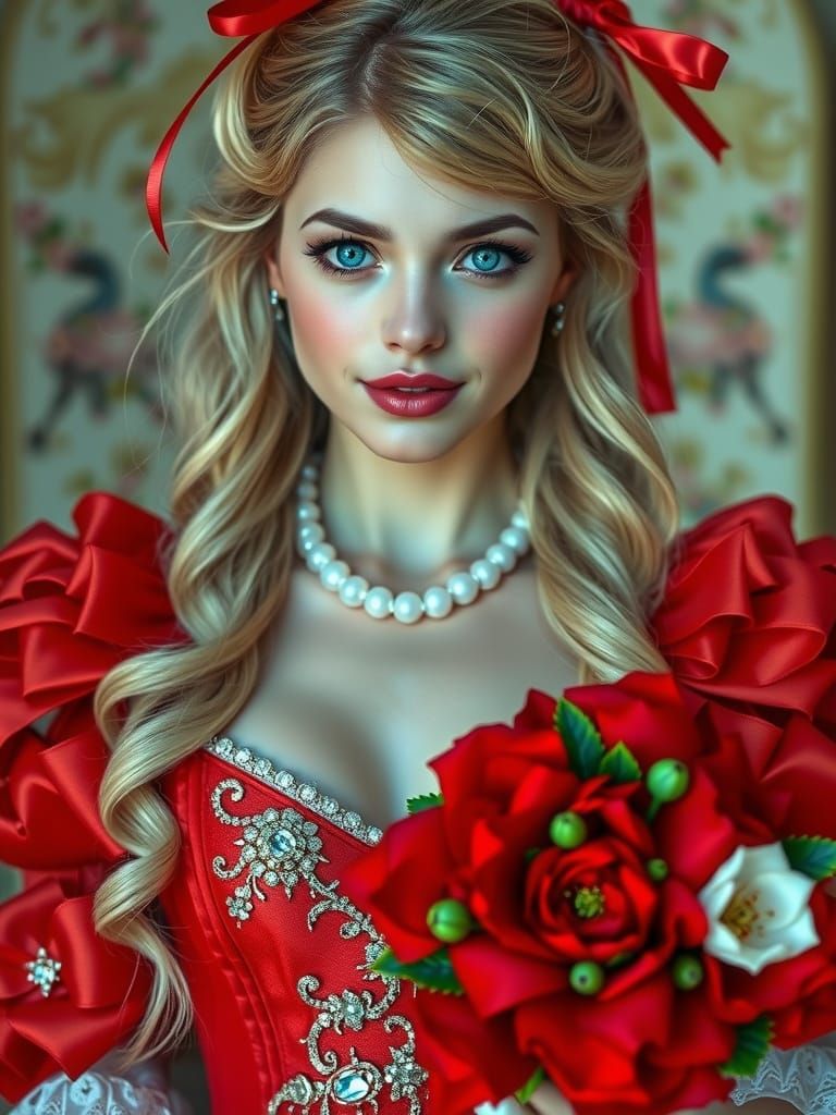 Ethereal Beauty in Vintage-Inspired Red Wedding Dress