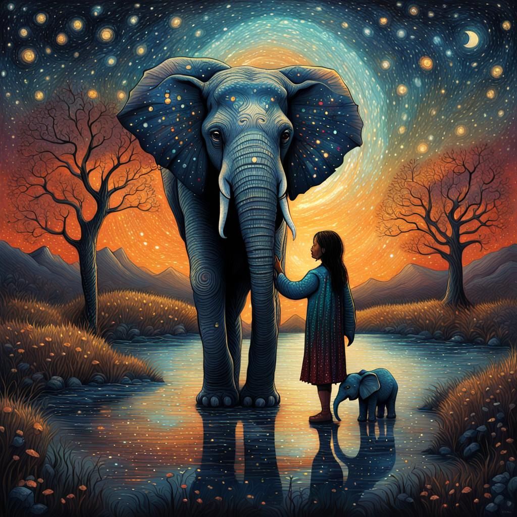 The native american girl connecting with elephants and nature  by @jnatas