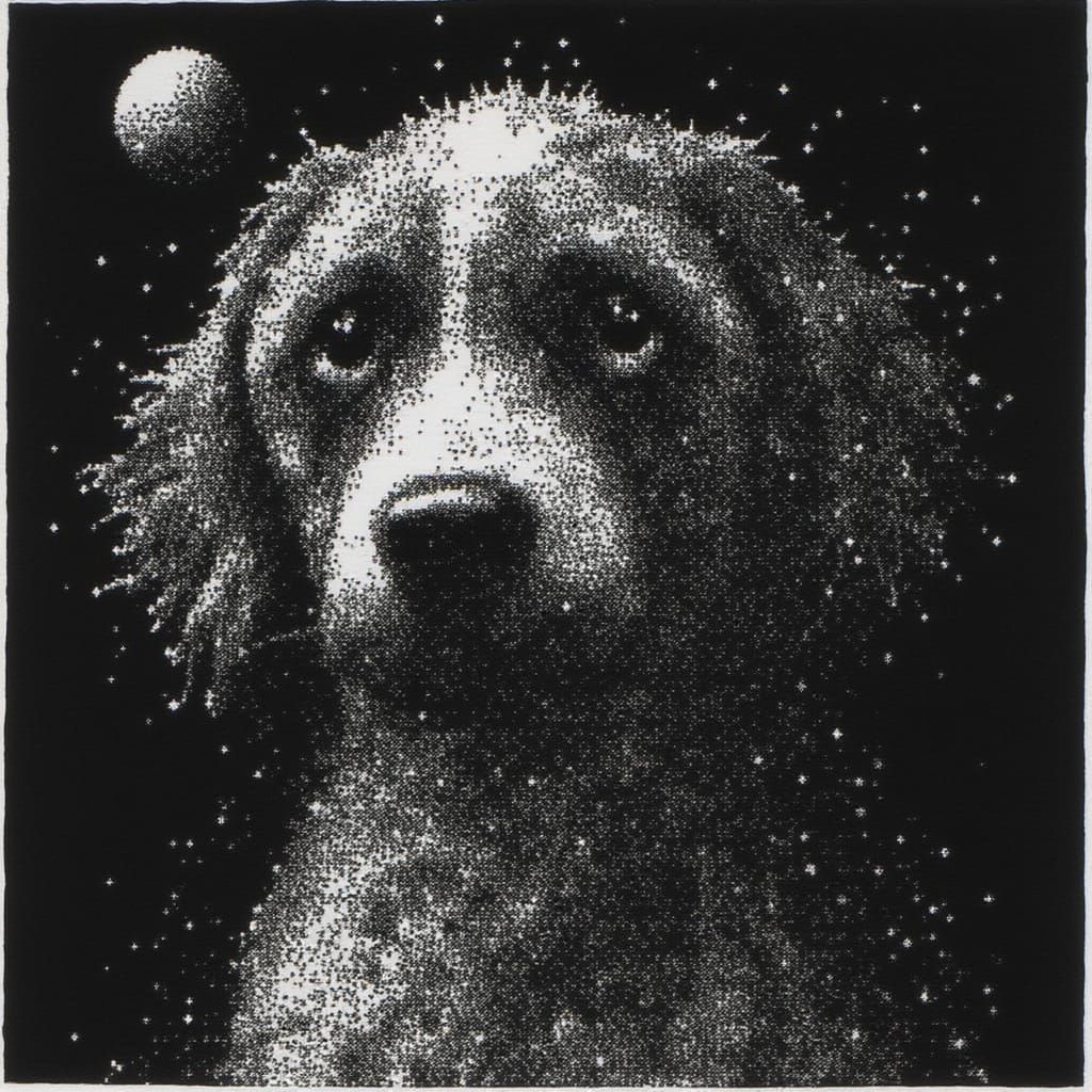Monochrome Dithered Dog
