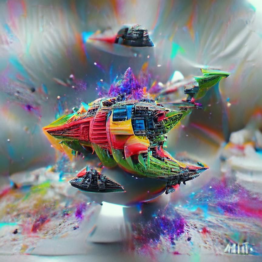 a multi colored space ship 8K 3D