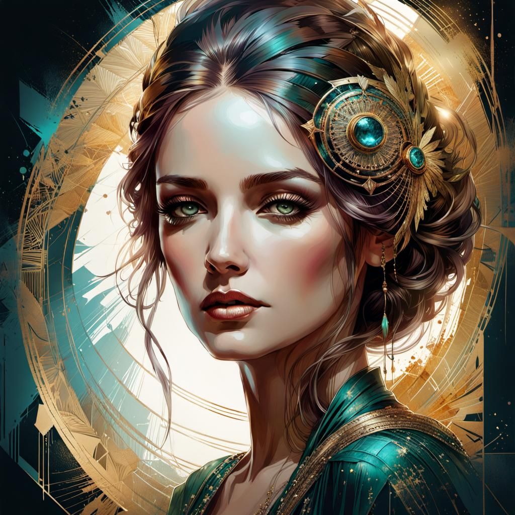Art deco woman portrait