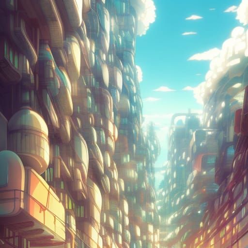 A Futuristic City Studio Ghibli, Anime Key Visual, by Makoto...