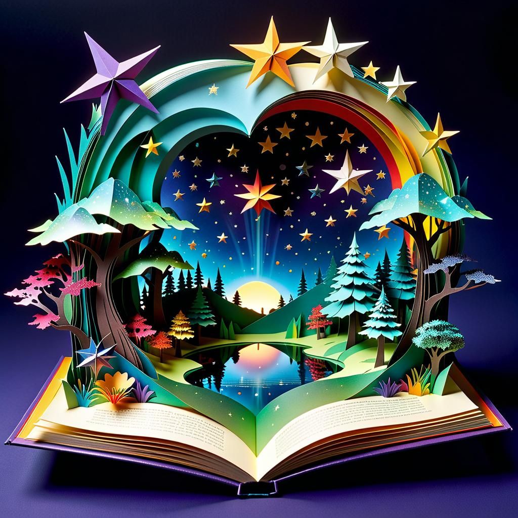 Pop-Up Book Scene in Vibrant Colors