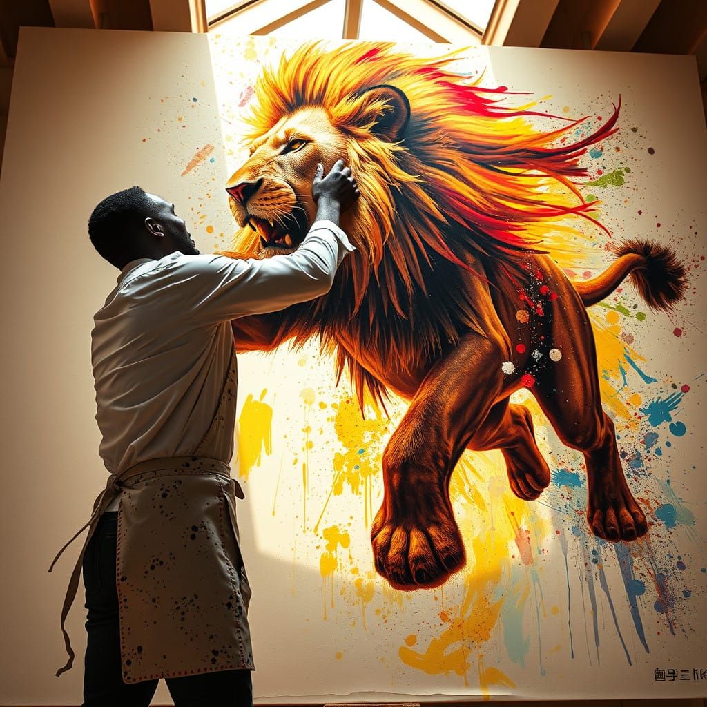 Painter and his lion   by @Kaydenpat