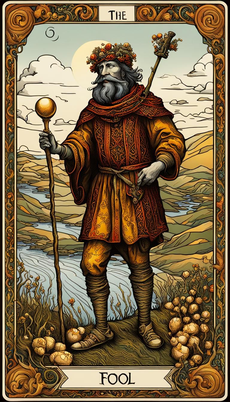 The Fool...Tarot card ....Upright: innocence, new beginnings, free spirit Reversed: recklessness  by @artEM2022