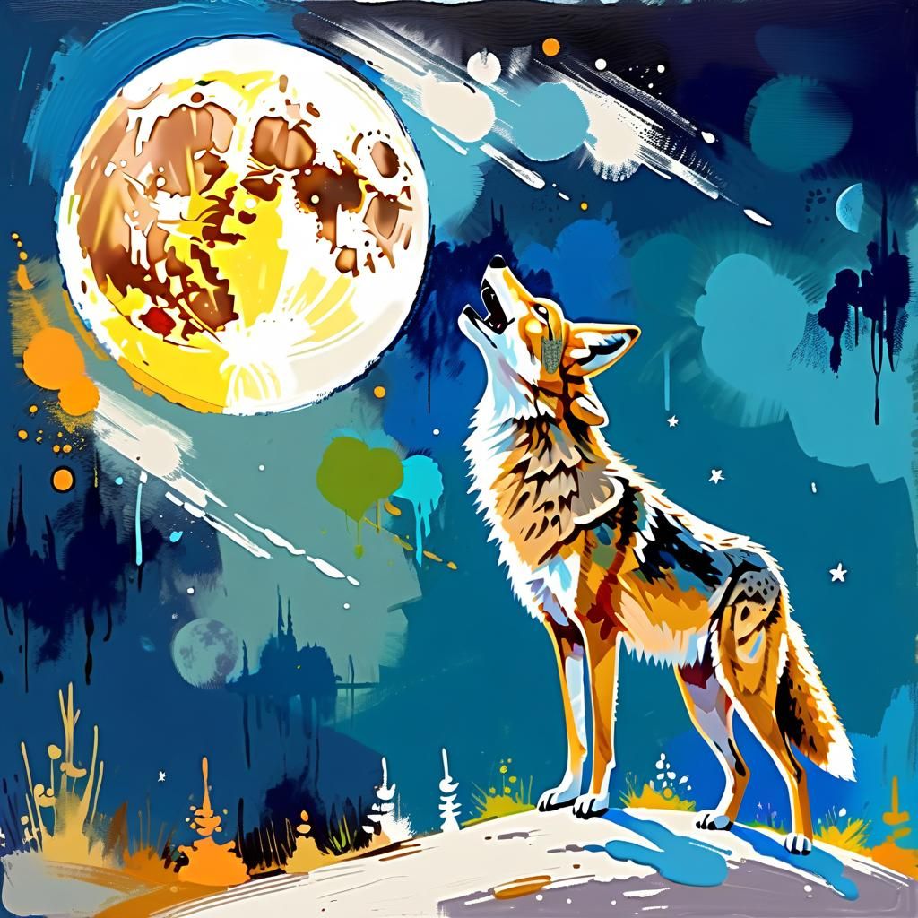 Moon howling coyote#4