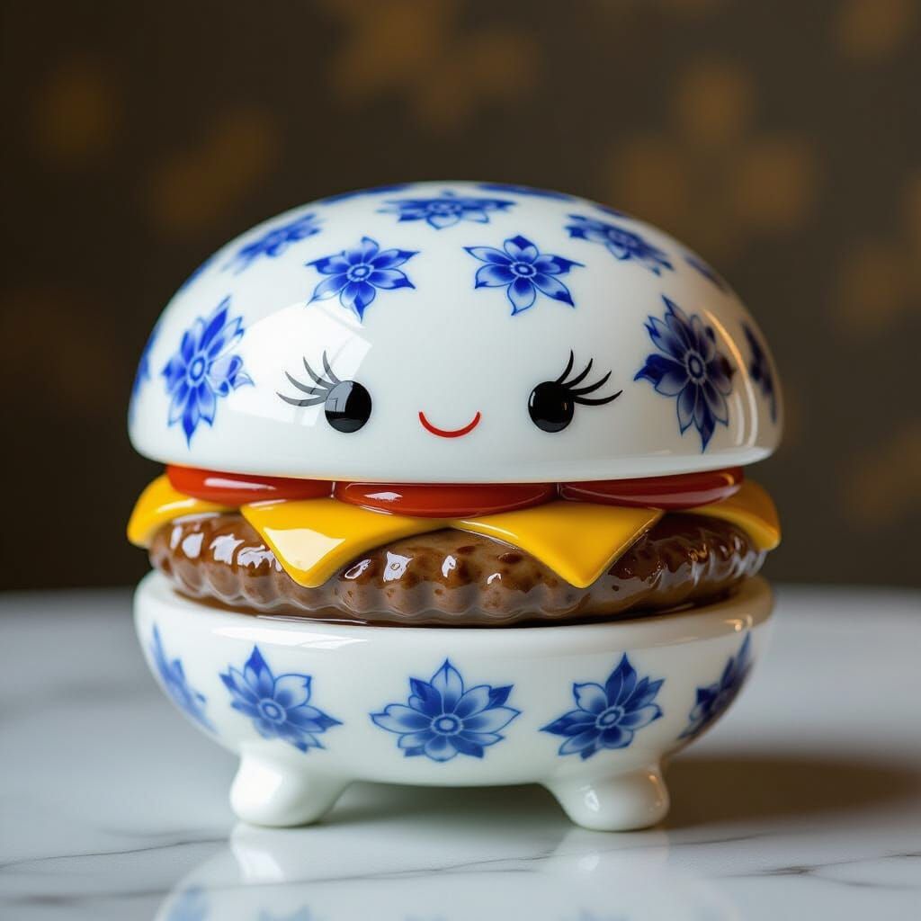 A Ceramic Cheeseburger Sandwich  by @undefined