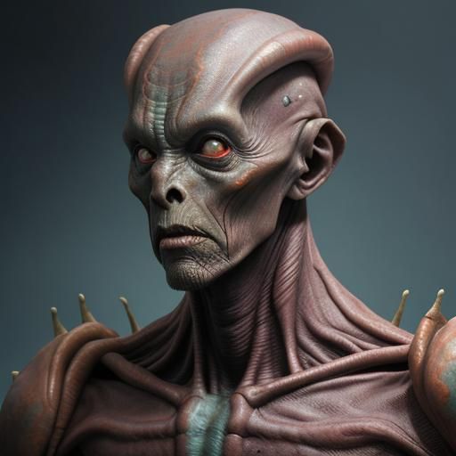 Mutant of Mars alien creature pale skin with strange anatomy...