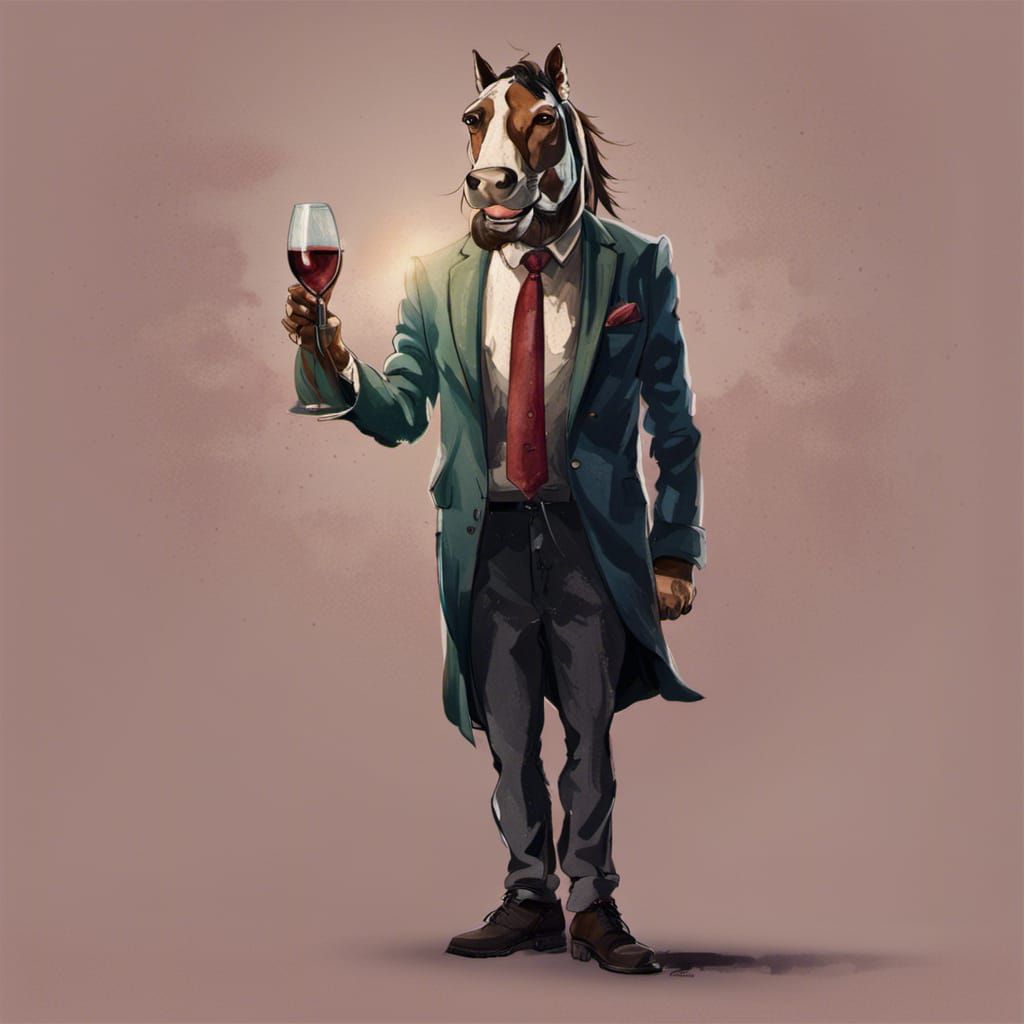halfman halfhorse drinking wine AI Generated Artwork NightCafe
