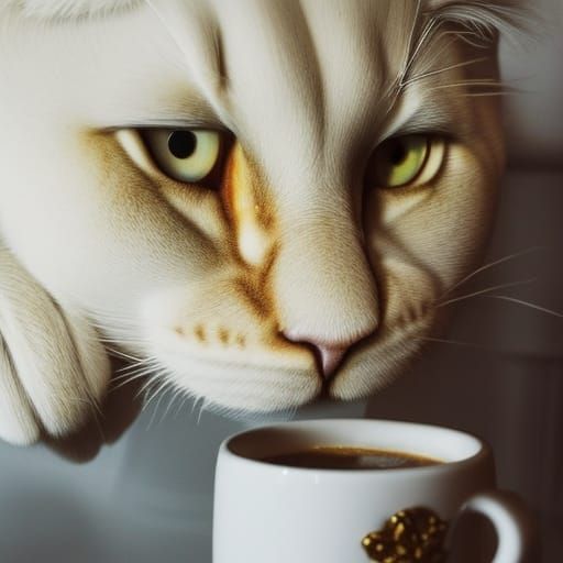 cat having coffee