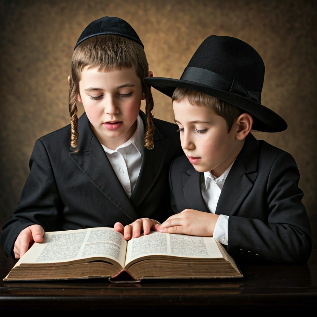 Hasidic Boys Study Together in Harmony