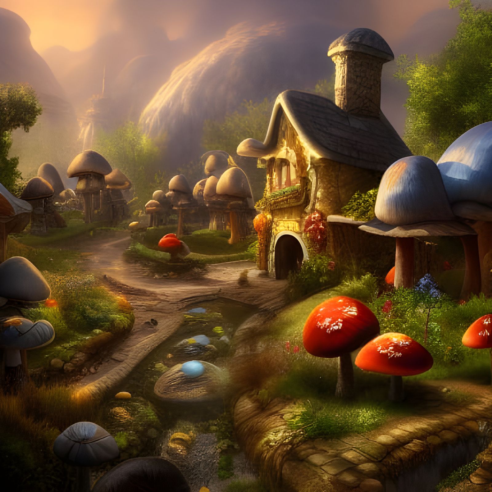 Mushroom covered village, daily challenge