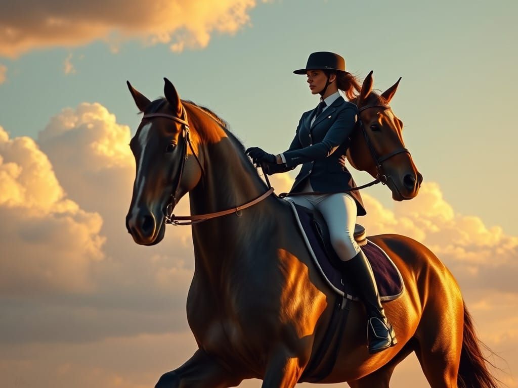 In case her horse loses its head, she's bringing a spare!