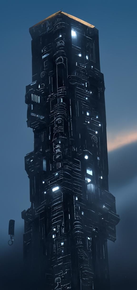 Towering Building standing against a dark night sky 15 - AI Generated ...