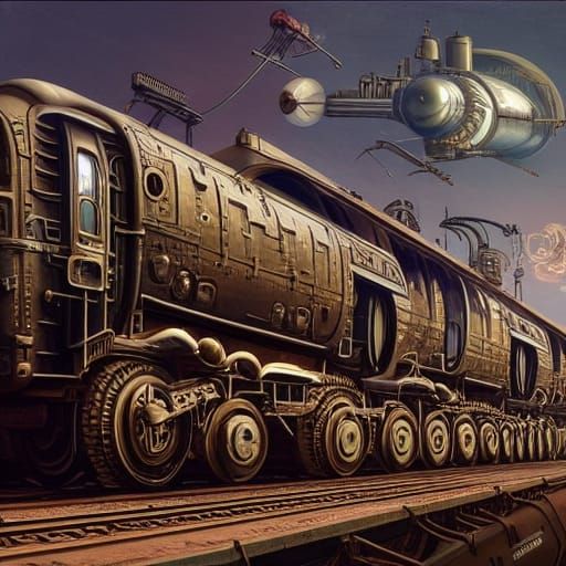 Retrofuturistic locomotive undefined