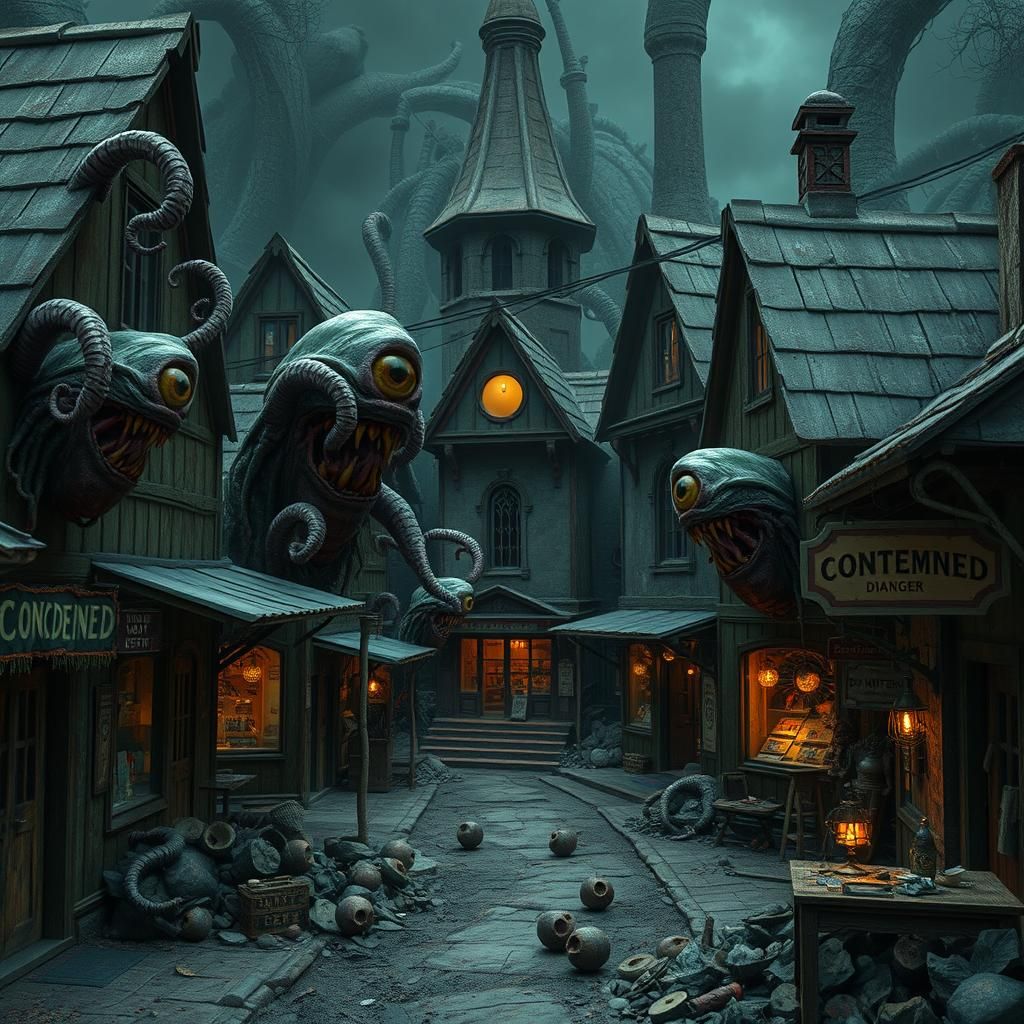 haunted eyeballs protruding from fleshy monster haunted mansion and