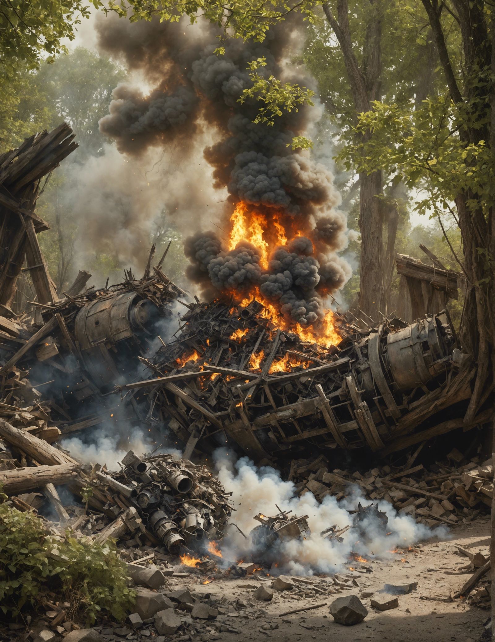 Violent Explosive Detonation with Smoke and Flames