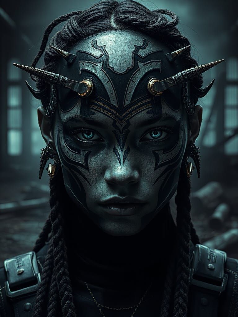 Dark Warrior Goddess in Biomechanical Splendor