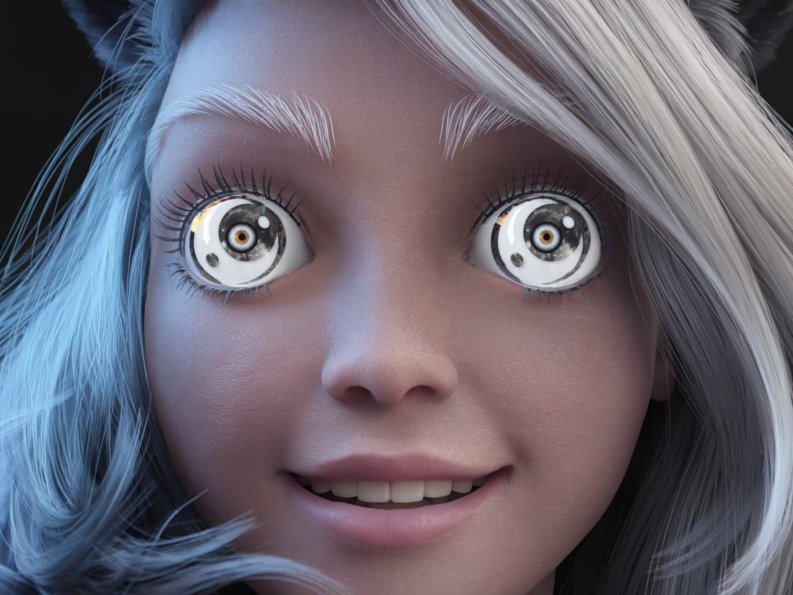 Ying Yang Silver & White Eyes