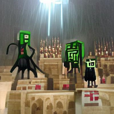Minecraft  creeper and enderman but as biblical elder gods.