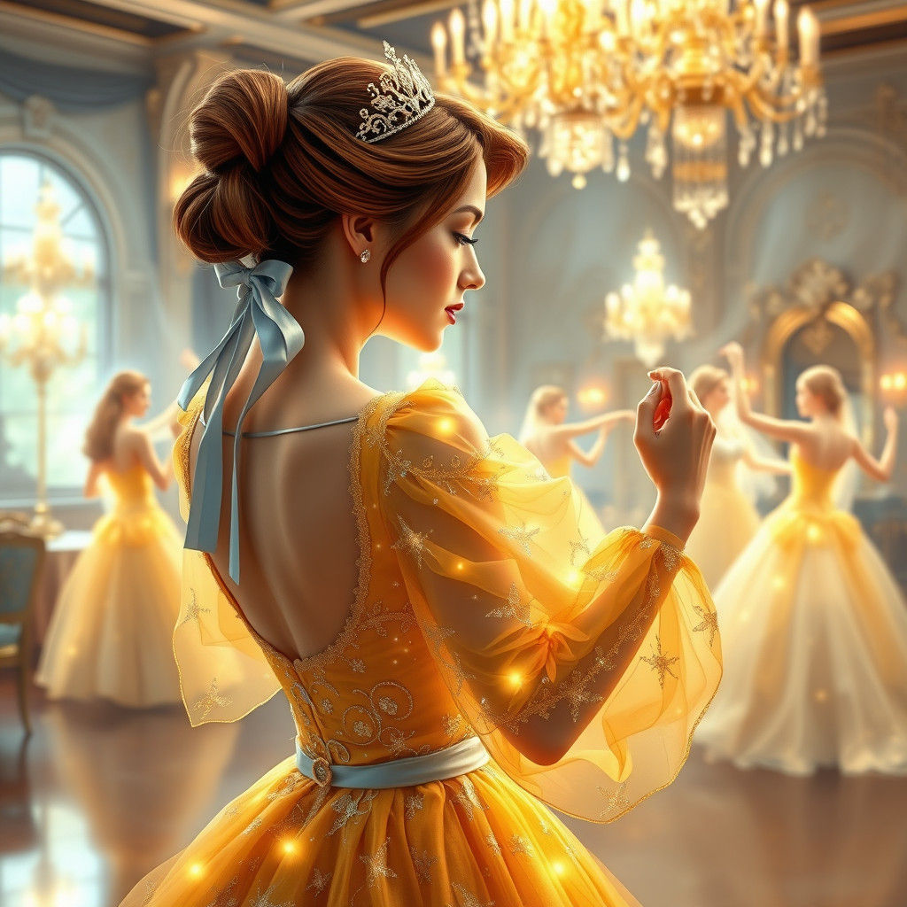 Ghostly Ballroom Dance in Whimsical, Dreamlike Setting with....