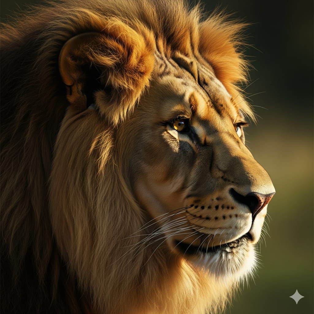 A portrait of a majestic lion