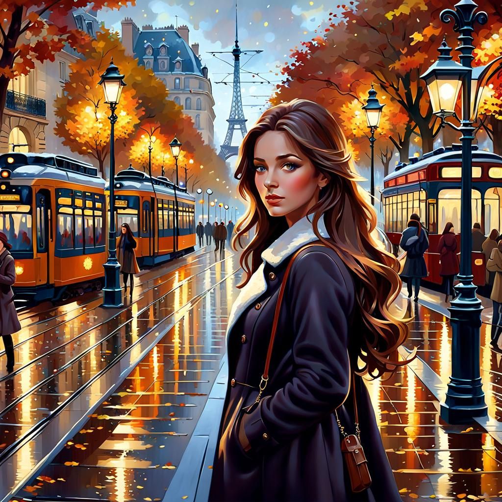 Waiting at tram station