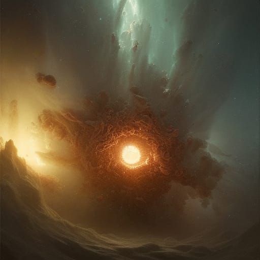 Dying star going supernova in space horror Gustave Doré Greg...