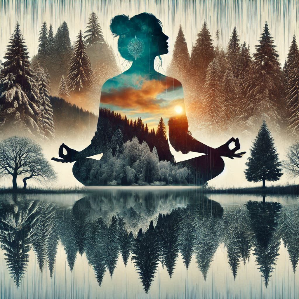 double exposure beautiful fantasy DALL-E 3 portrait landscape..