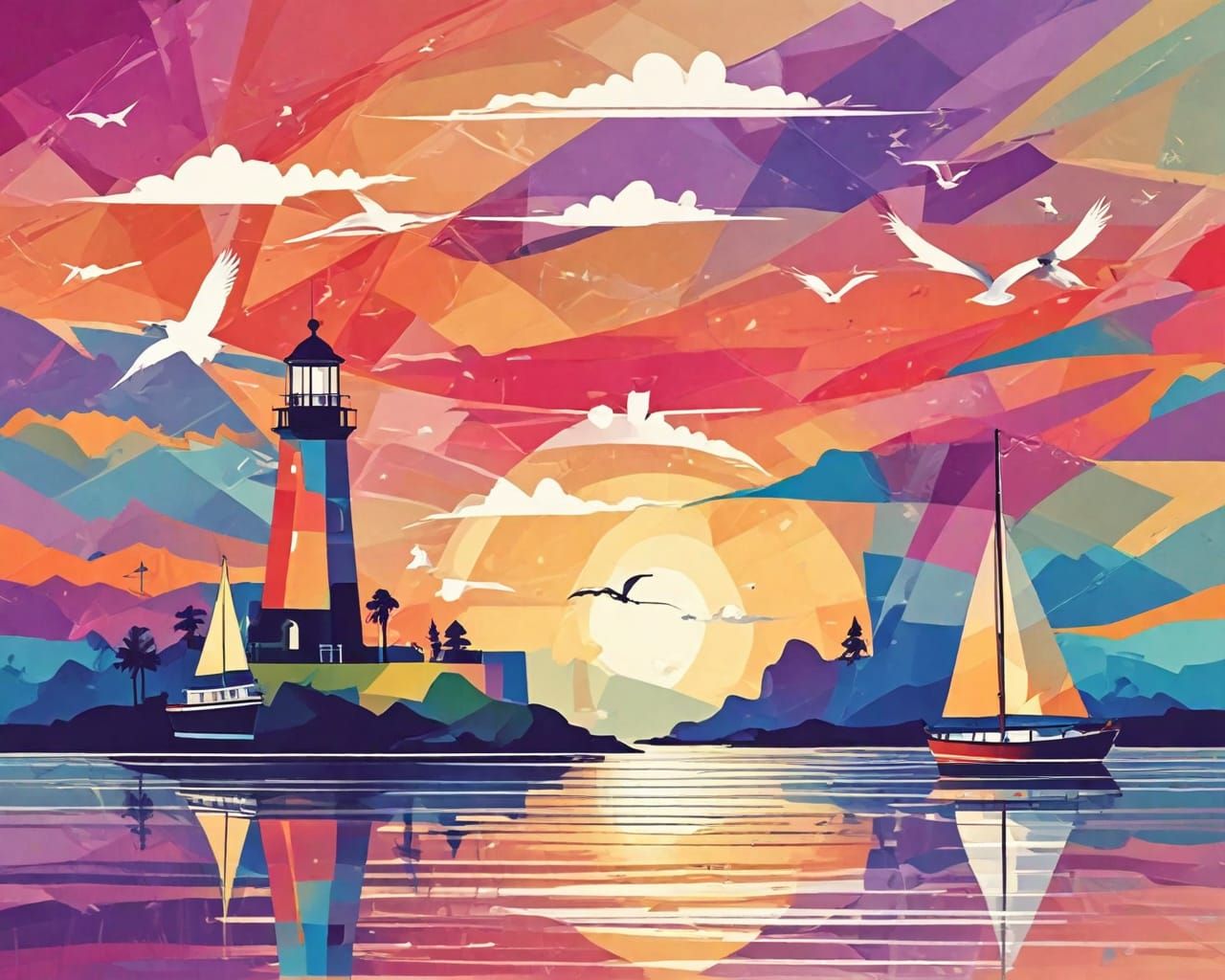 Lighthouse. Abstract scene.