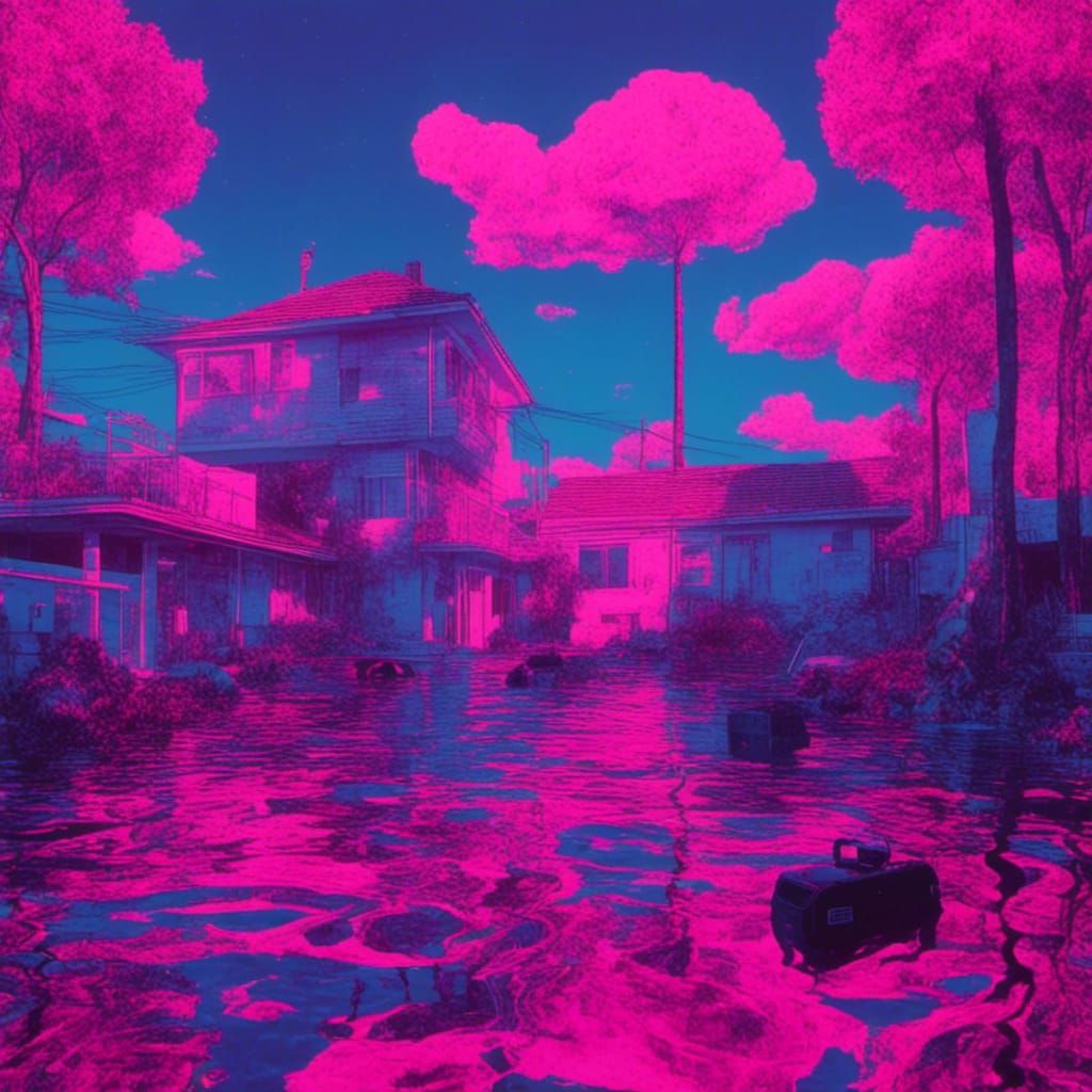 <lora:Sunken Suburb:1.0>
Vaporwave Dreamscape: Submerged  Liminal Suburb