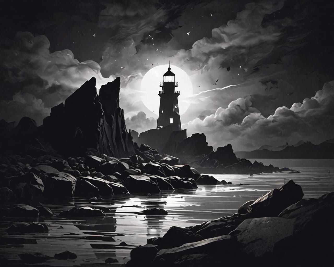 Lighthouse. Abstract scene.