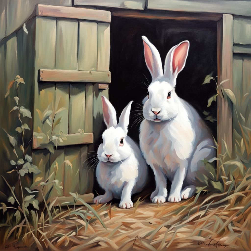 the rabbits living under my shed wait for the time when they feel safe to come out_02 AI