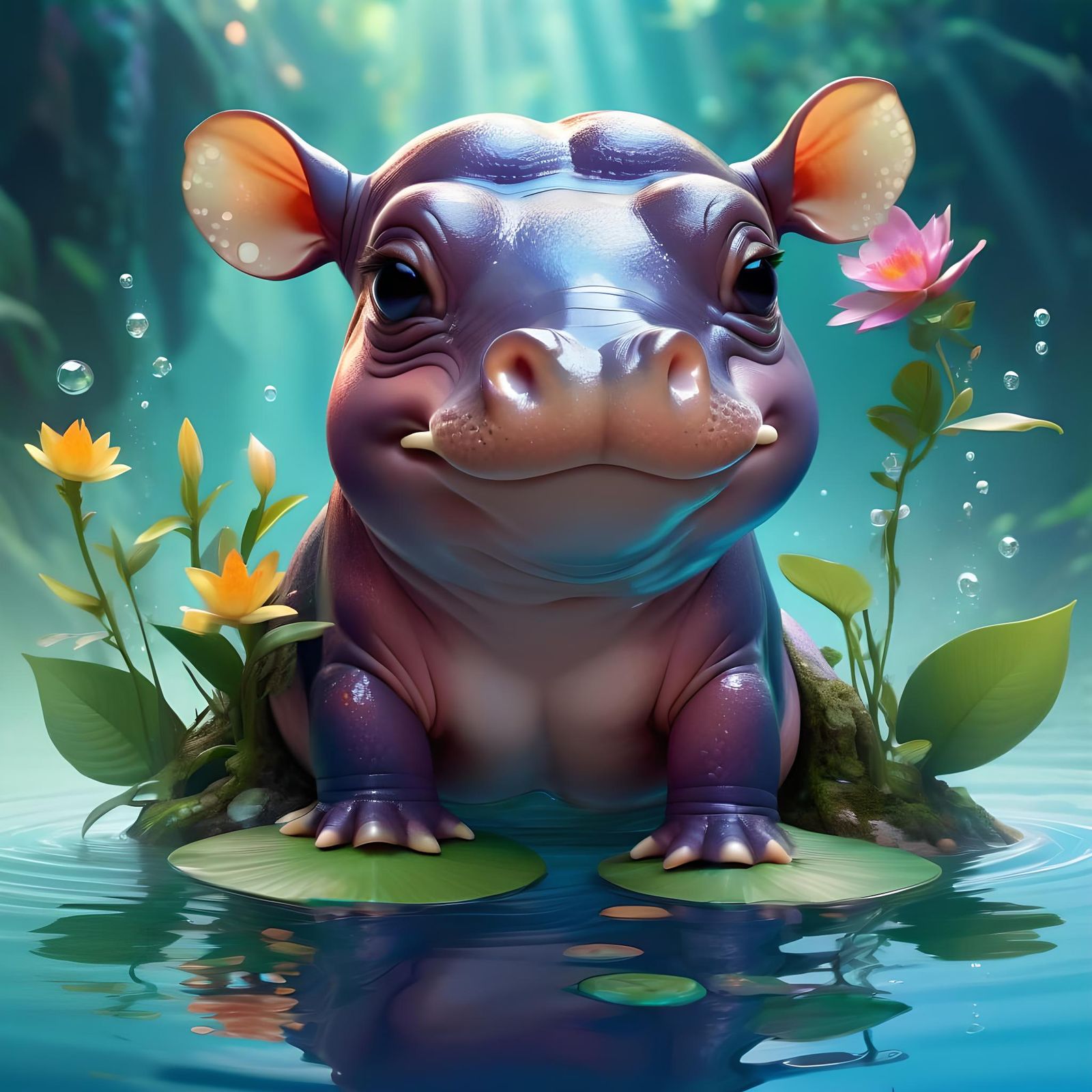 Baby Hippo Who Thinks He's a Frog