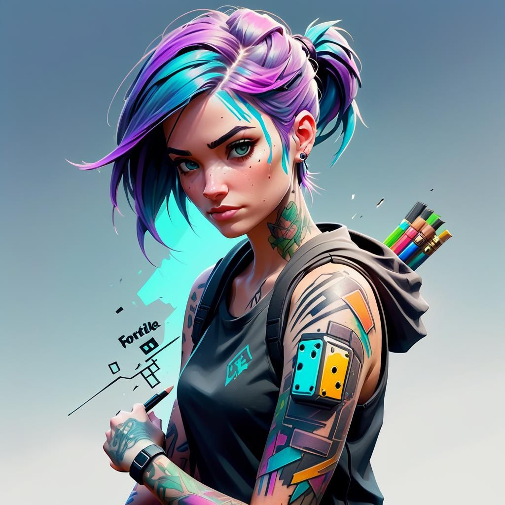 gamer girl with a tattoo