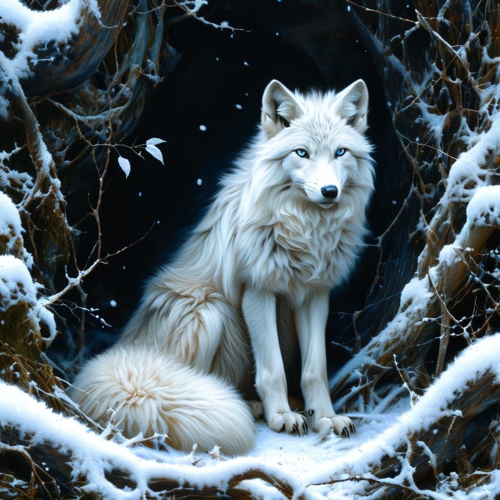 Wolf on the prowl in the night