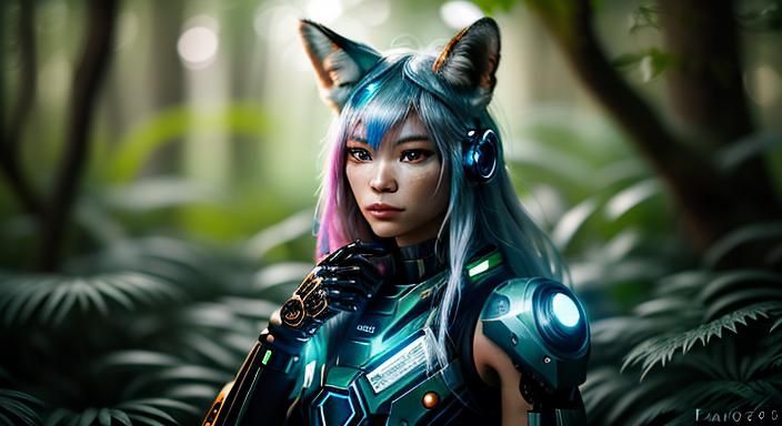 Biopunk Cyborg Forest, Cyborg Fox, Goddess, 

saltwater ,

P...