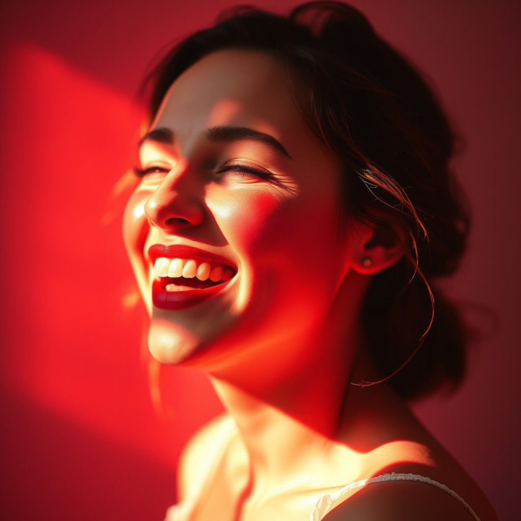 Ethereal Portrait in Dreamlike Crimson Hues