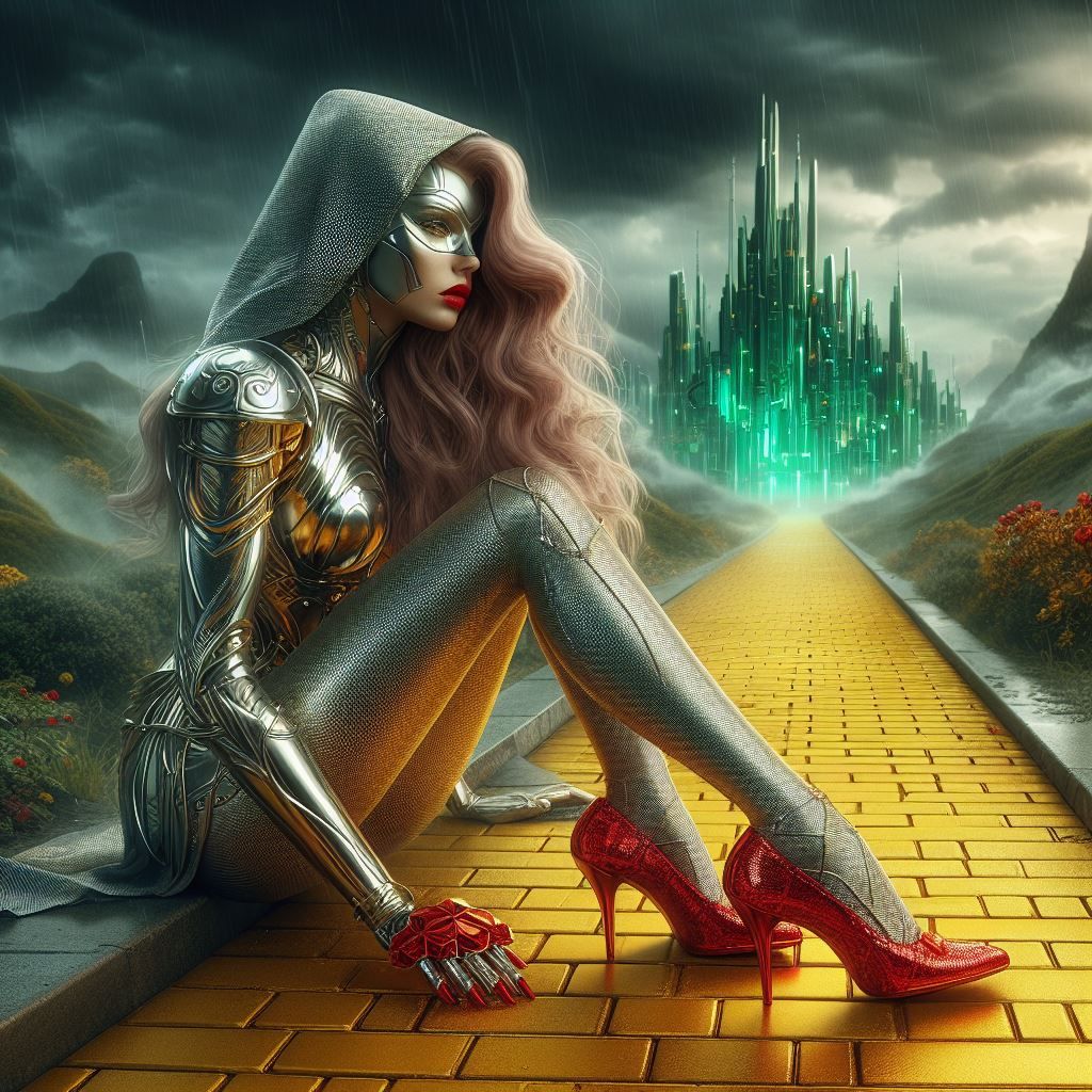 Futuristic Tin(wo)man Stole Dorthy's Shoes!  by @WynSongByrd