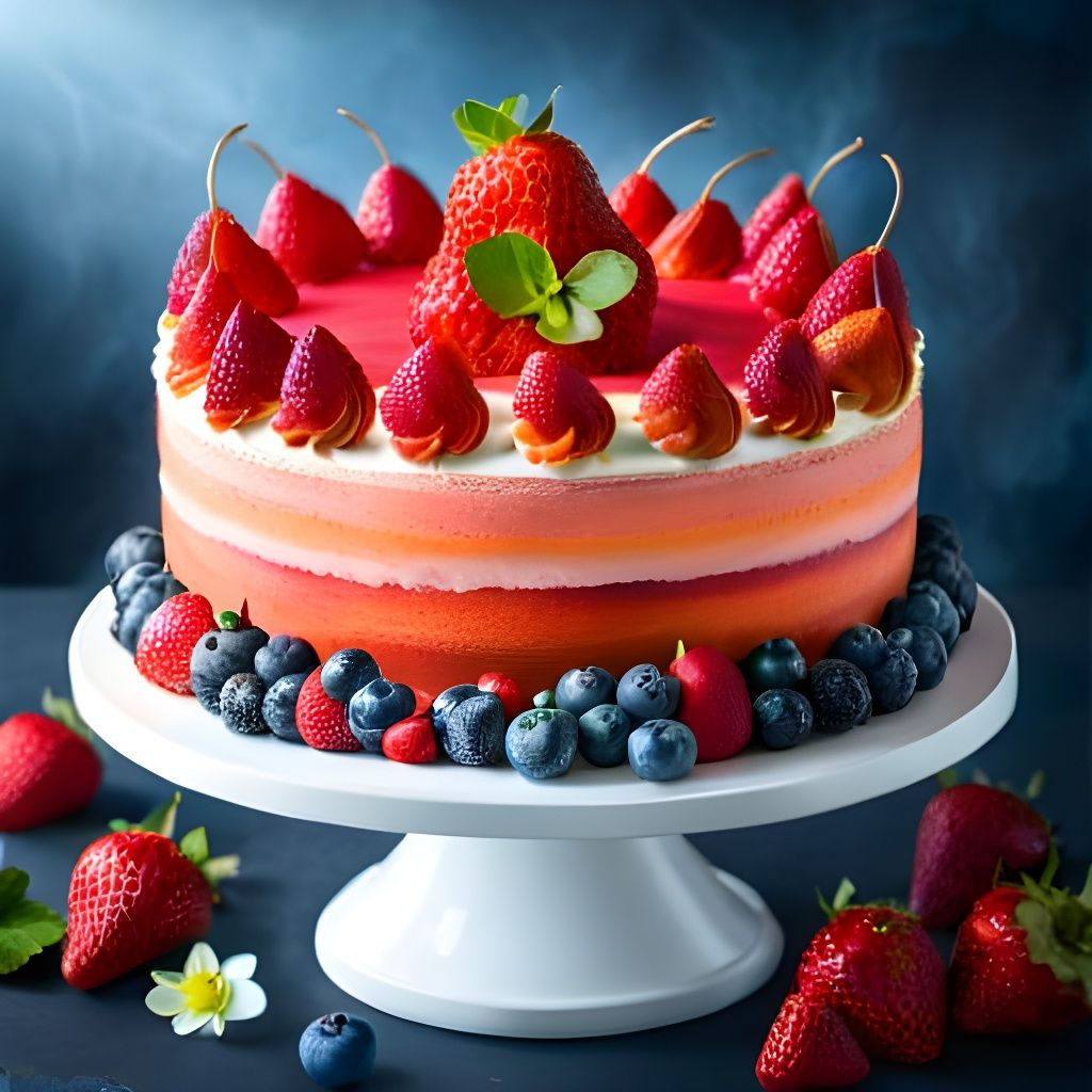 Strawberry Layer Cake - Ai Generated Artwork - Nightcafe Creator