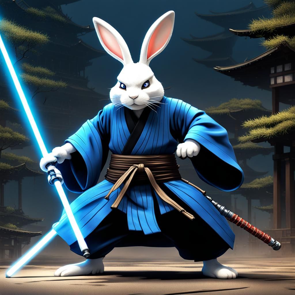 Usagi Yojimbo the samurai rabbit as a Jedi knight,master, bl...