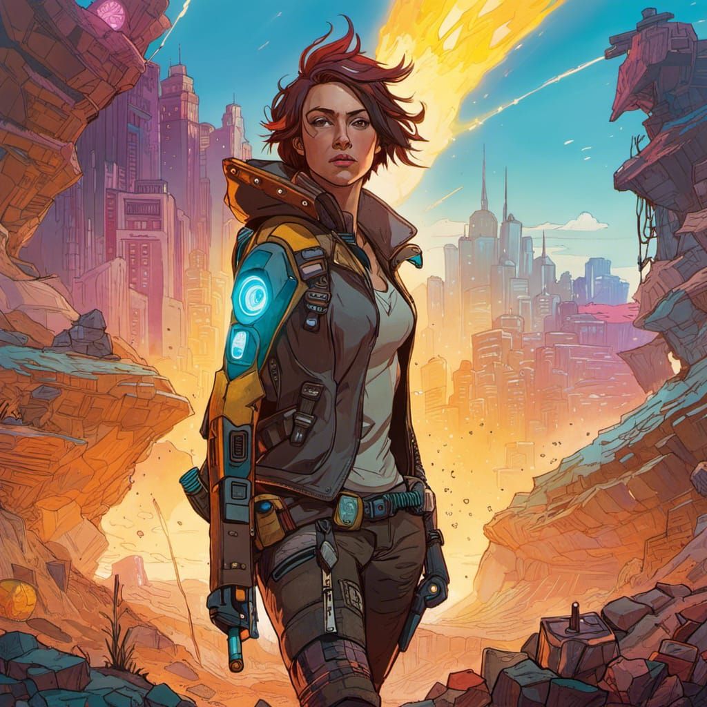 Person. Borderlands: light! Oil splash!! intricate hyperdeta...