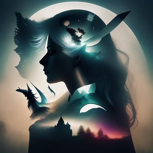 Pirate, Ship, Storm, Ocean, Wave, Double exposure portrait <lora:ShadowBlend Portrait:1.0>