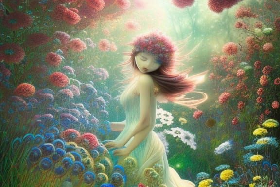 garden, maximalist photoillustration: by Marton Bobzert: 8k ...