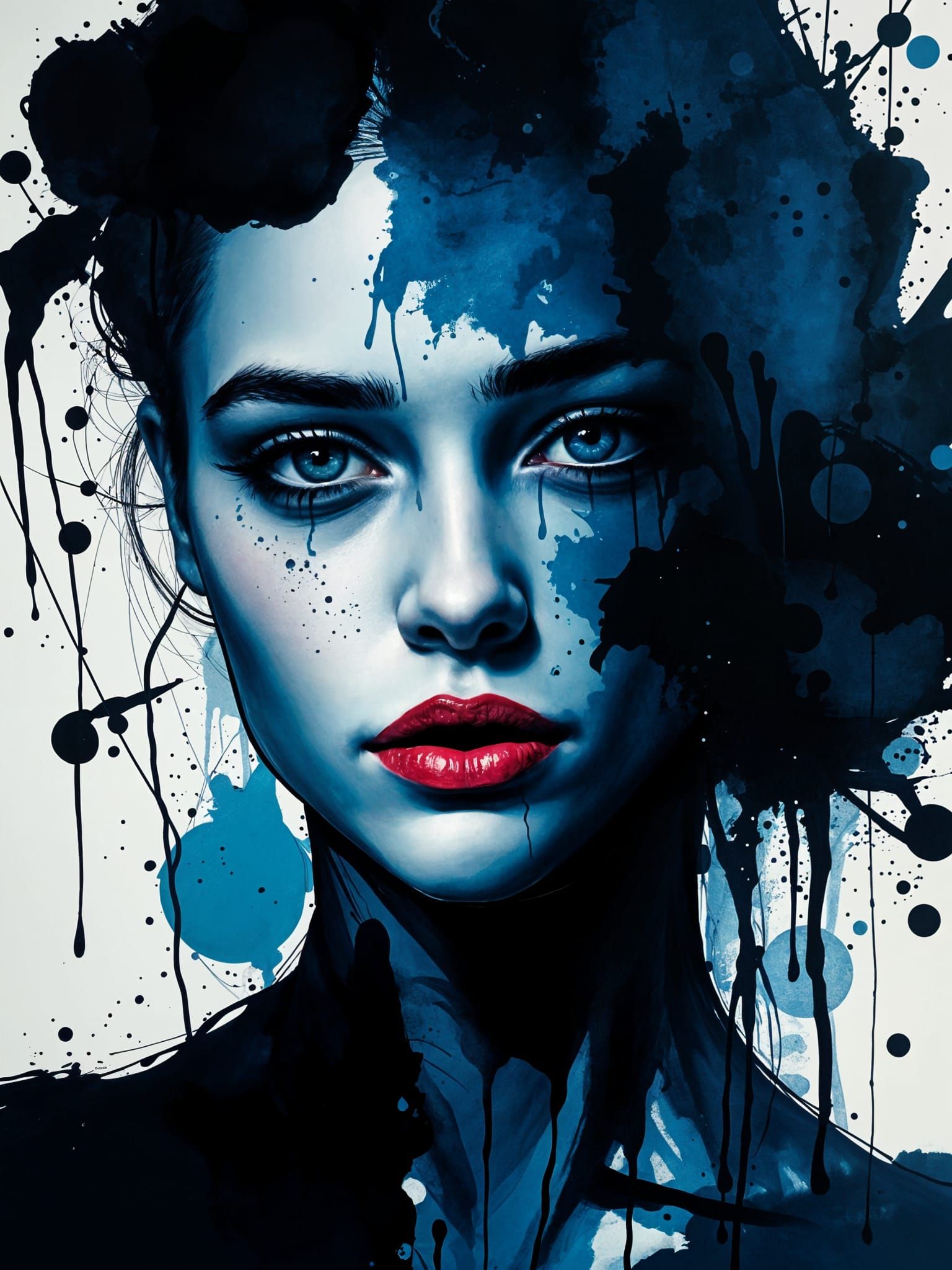 Ink splatter portrait   by @Edana